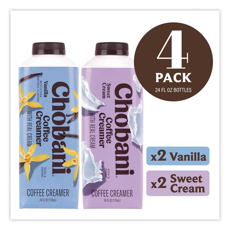 Creamer Variety Pack, Sweet Cream/Vanilla, 24 oz Container, 4/Carton