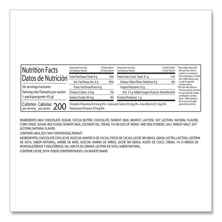 Chocolate Candy Bars, Full Size, 1.5 oz, 36/Carton