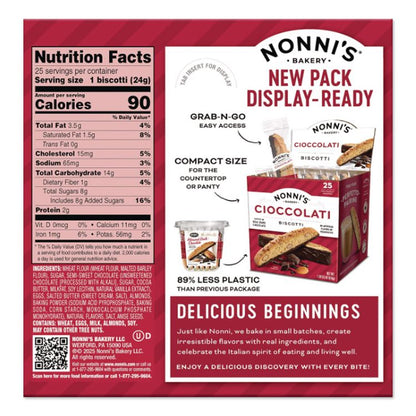 Biscotti, Cioccolati Dark Chocolate Almond, 0.85 oz Individually Wrapped, 25/Pack