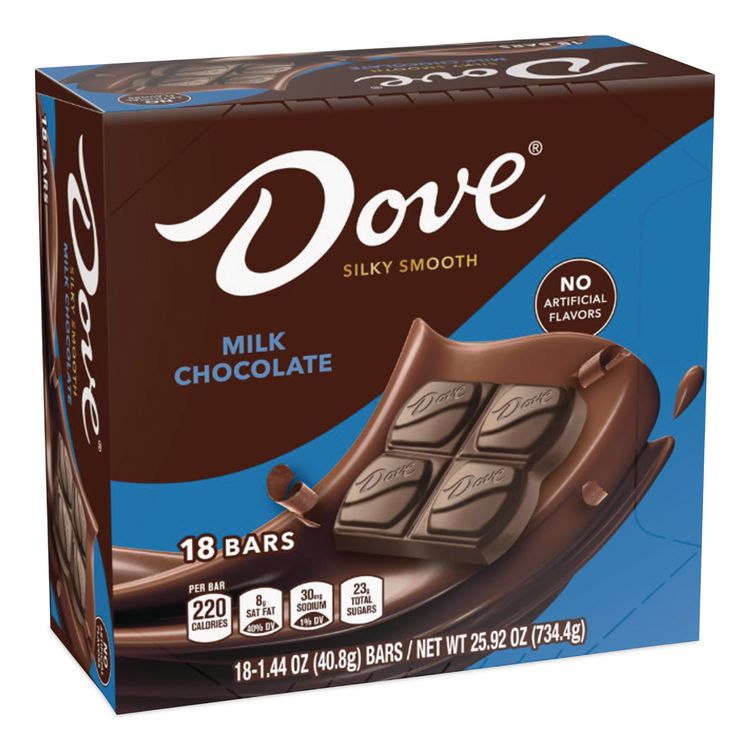 Milk Chocolate Bars, 1.44 oz, 18 Bars/Carton