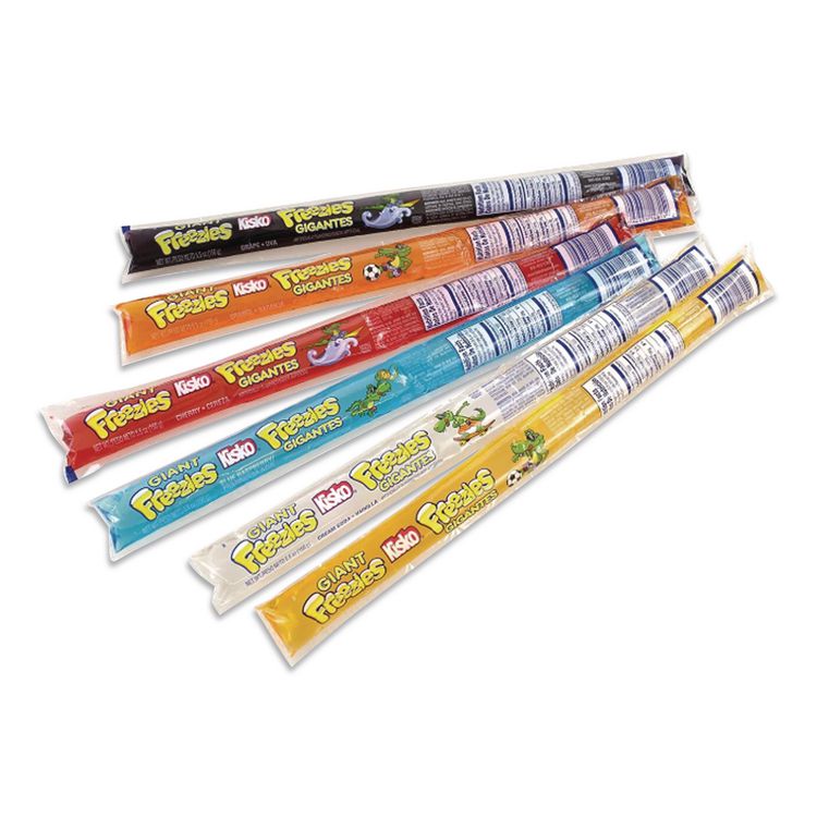 Giant Freezies, 6 Assorted Flavors, 5.5 oz Sleeve, 50 Sleeves/Box