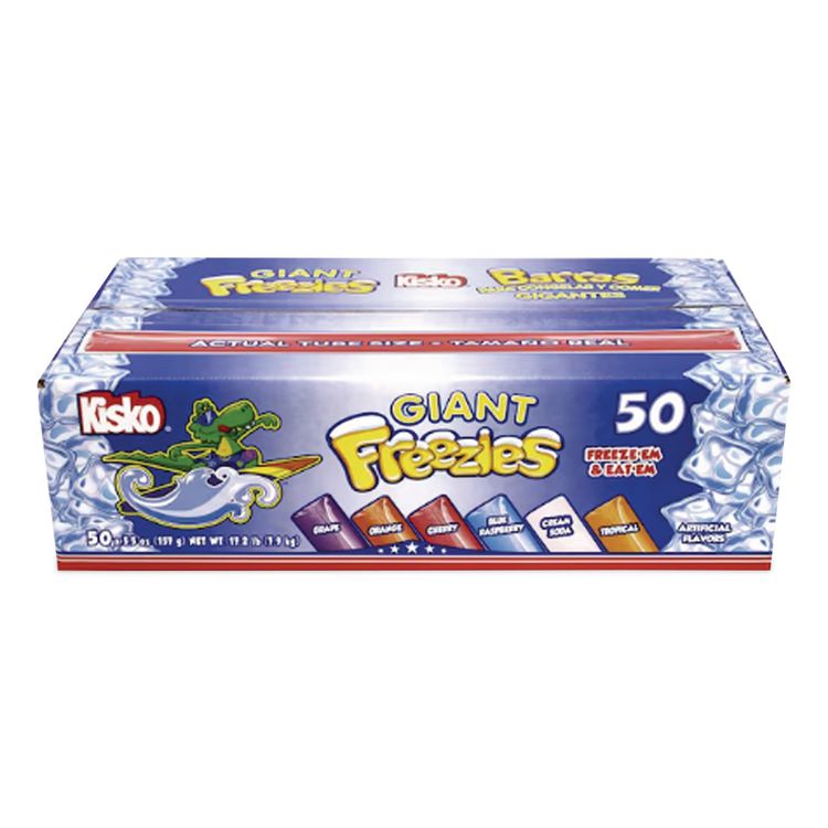 Giant Freezies, 6 Assorted Flavors, 5.5 oz Sleeve, 50 Sleeves/Box