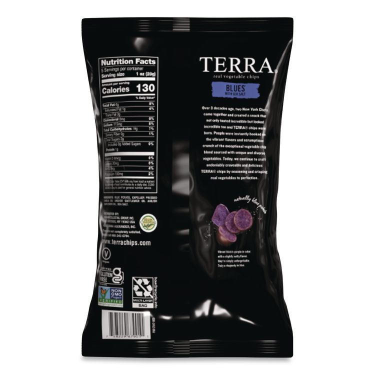 Real Vegetable Chips Blue, Blues Sea Salt, 1 oz Bag, 24 Bags/Box