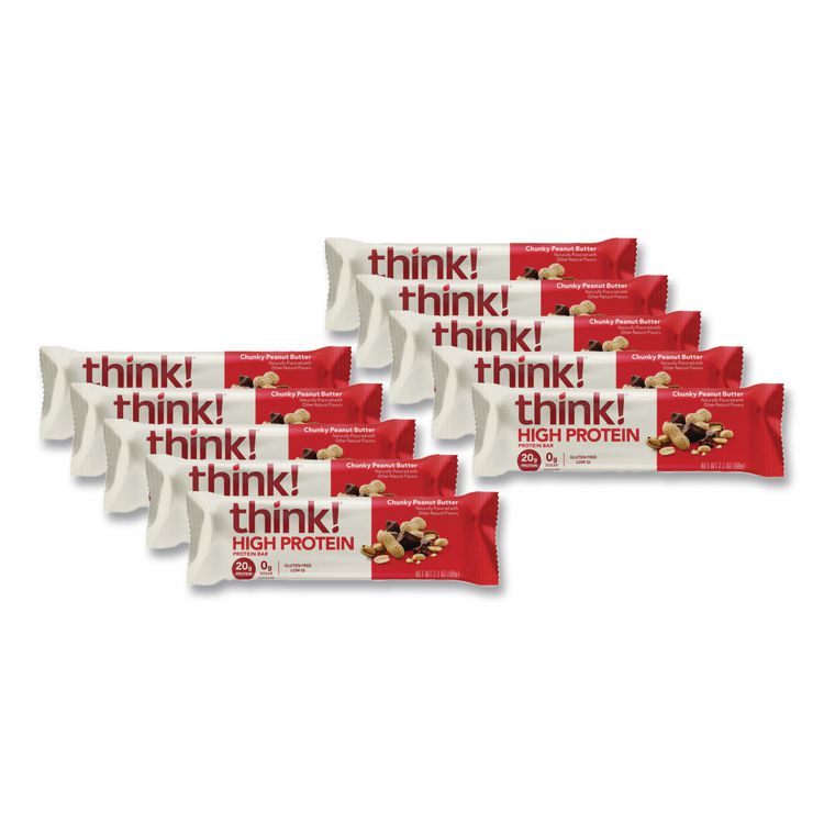 High Protein Bars, Chunky Peanut Butter, 2.1 oz Bar, 10 Bars/Carton