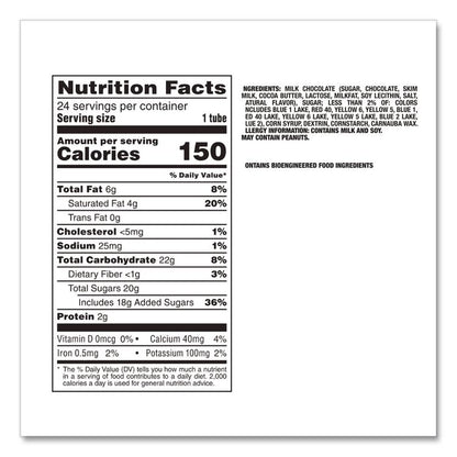 Milk Chocolate Mini Tubes, 1.08 oz, 24 Tubes/Box