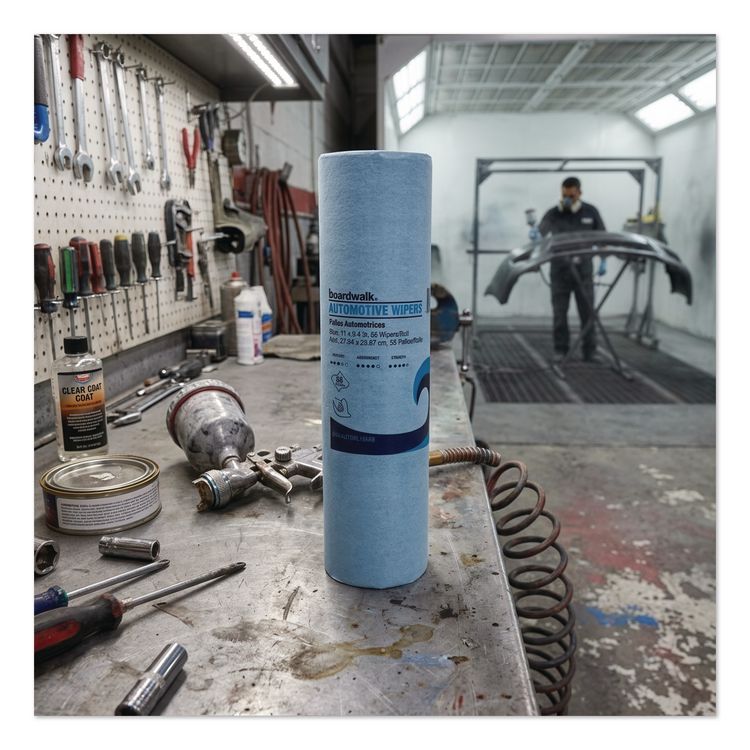 Automotive Shop Towel Rolls, 9.4 x 11, Blue, 55/Roll, 30 Rolls/Carton