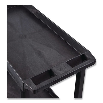 Tuffy XL Three-Shelf Utility Cart with Tub Shelves, Plastic, 300 lb Capacity, 35" x 18" x 36", Black
