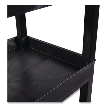 Tuffy XL Three-Shelf Utility Cart with Tub Shelves, Plastic, 300 lb Capacity, 35" x 18" x 36", Black