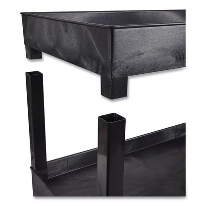 Tuffy XL Three-Shelf Utility Cart with Tub Shelves, Plastic, 300 lb Capacity, 35" x 18" x 36", Black