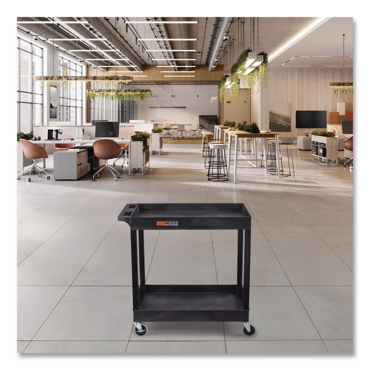 TUFFY XL Two-Shelf Heavy-Duty Multipurpose Utility Cart, Plastic, 200 lb Capacity, 35 x 18 x 34.25, Black