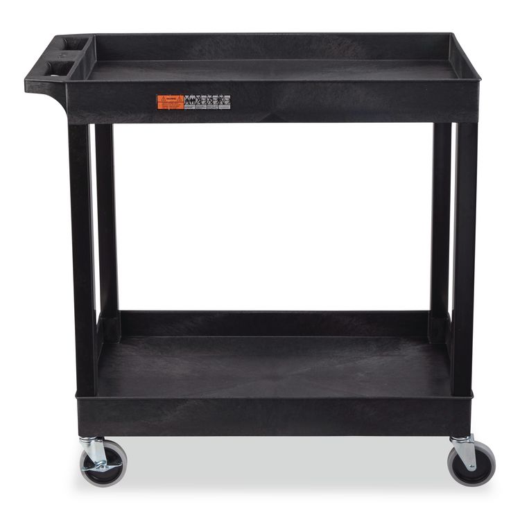 TUFFY XL Two-Shelf Heavy-Duty Multipurpose Utility Cart, Plastic, 200 lb Capacity, 35 x 18 x 34.25, Black