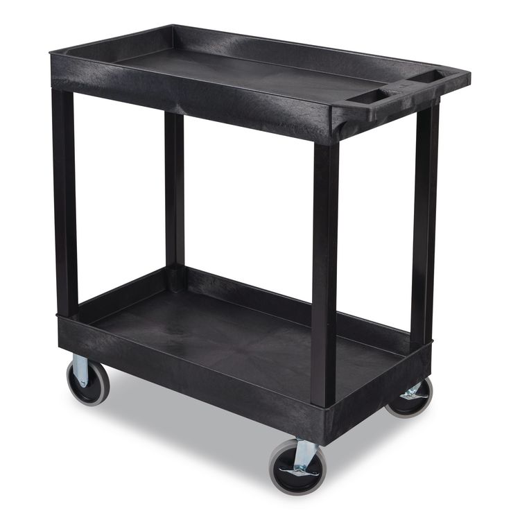 TUFFY XL Two-Shelf Heavy-Duty Multipurpose Utility Cart, Plastic, 200 lb Capacity, 35 x 18 x 34.25, Black