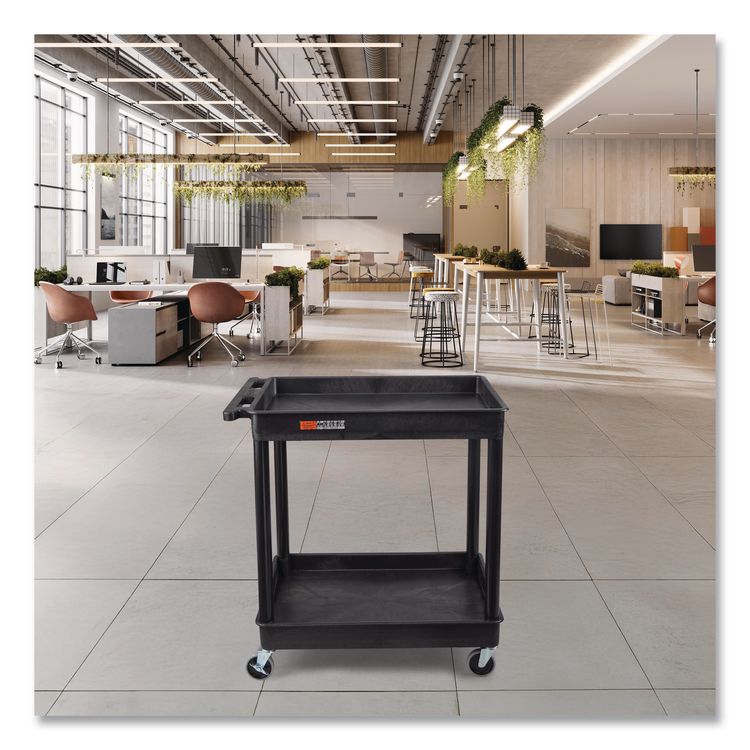 ENDURA Two-Shelf Utility Cart, Plastic, 400 lb Capacity, 32 x 24 x 37.5. Black