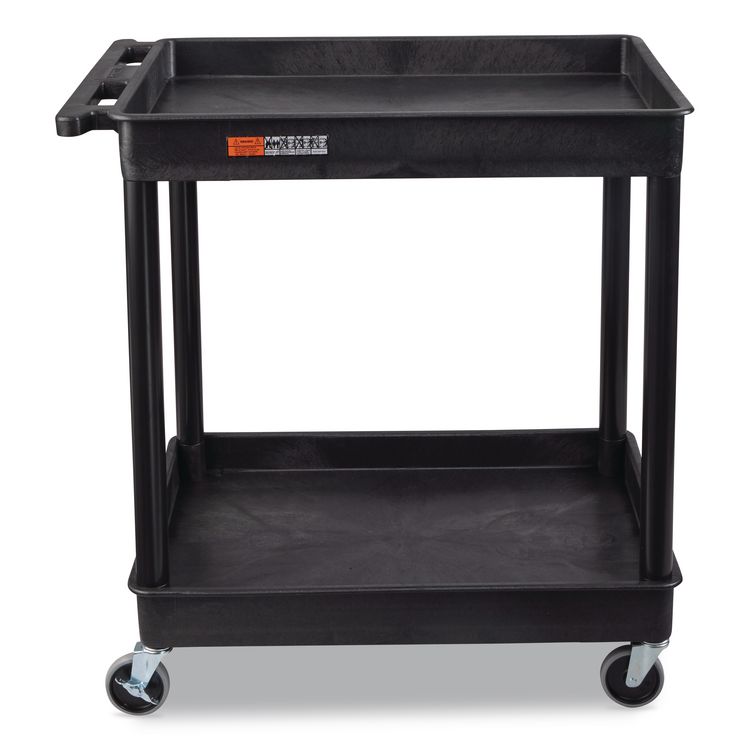 ENDURA Two-Shelf Utility Cart, Plastic, 400 lb Capacity, 32 x 24 x 37.5. Black