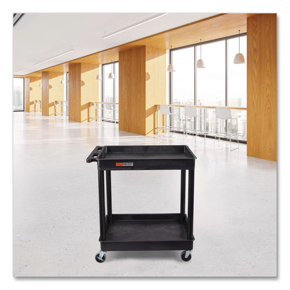 ENDURA Two-Shelf Utility Cart, Plastic, 400 lb Capacity, 32 x 24 x 37.5. Black