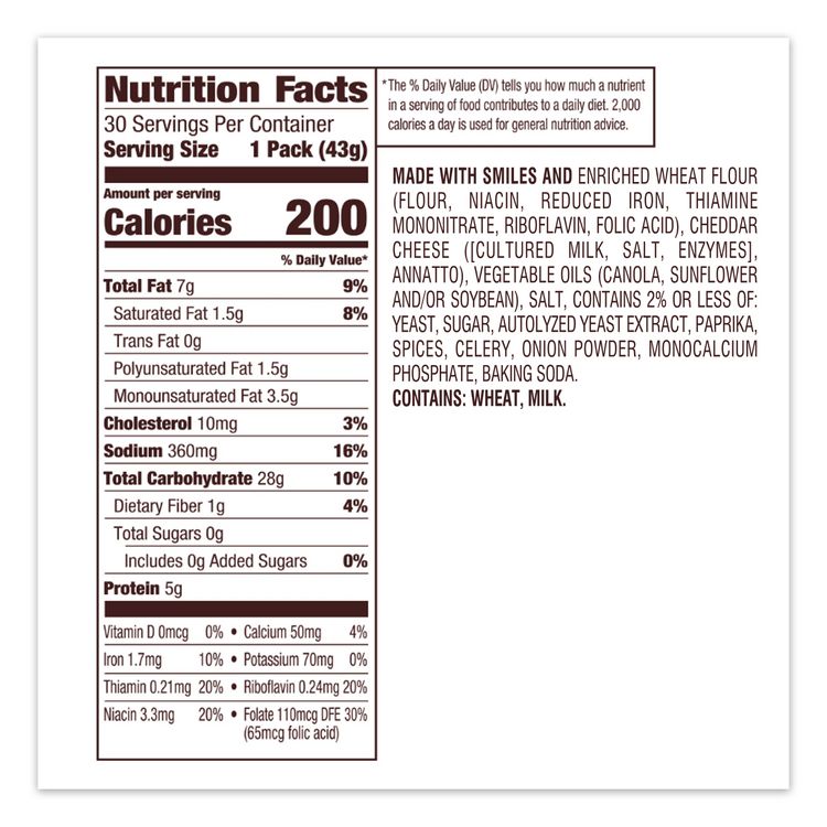 Goldfish Crackers, Cheddar, 1.5 oz Bag, 30 Bags/Box