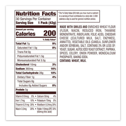 Goldfish Crackers, Cheddar, 1.5 oz Bag, 30 Bags/Box