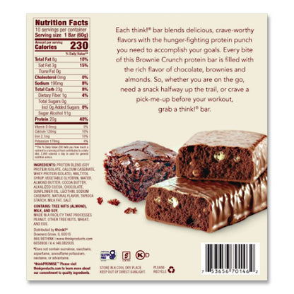 High Protein Bars, Brownie Crunch, 2.1 oz Bar, 10 Bars/Carton
