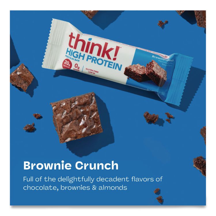 High Protein Bars, Brownie Crunch, 2.1 oz Bar, 10 Bars/Carton