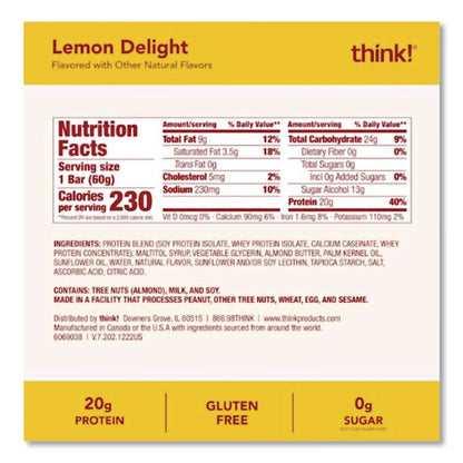 High Protein Bars, Lemon Delight, 2.1 oz Bar, 10 Bars/Carton
