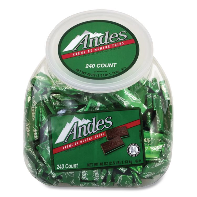 Creme de Menthe Chocolate Mint Thins, 240 Pieces/40 oz Tub, 1 Tub/Carton