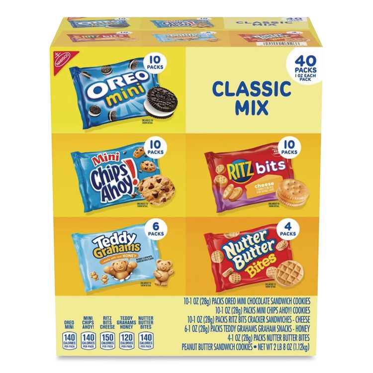 Cookie and Cracker Classic Mix, Assorted Flavors, 1 oz Pack, 40 Packs/Box