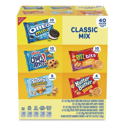 Cookie and Cracker Classic Mix, Assorted Flavors, 1 oz Pack, 40 Packs/Box