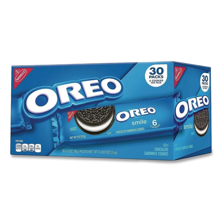Oreo Cookies Single Serve Packs, Chocolate, 2 oz Pack, 30/Carton