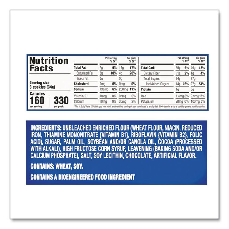 Oreo Cookies Single Serve Packs, Chocolate, 2 oz Pack, 30/Carton