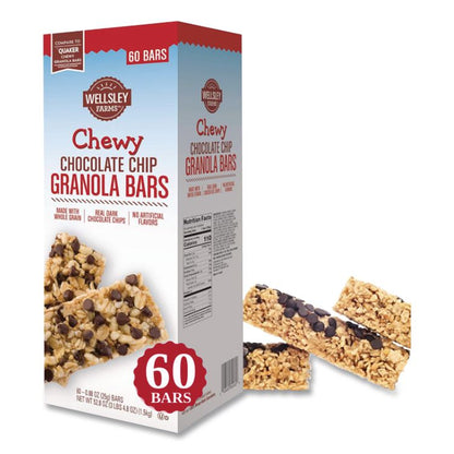 Chewy Chocolate Chip Granola Bars, 0.88 oz Bar, 60 Bars/Box