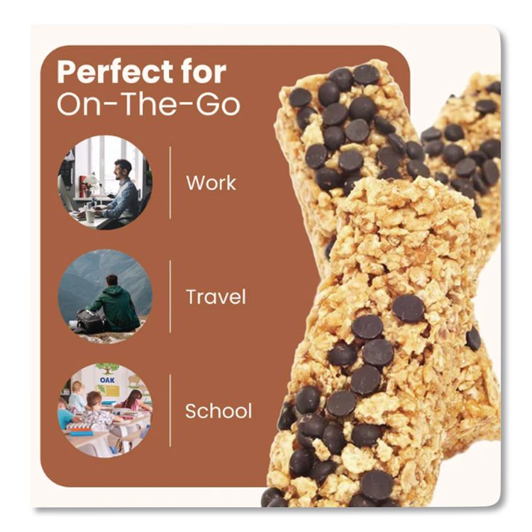 Chewy Chocolate Chip Granola Bars, 0.88 oz Bar, 60 Bars/Box