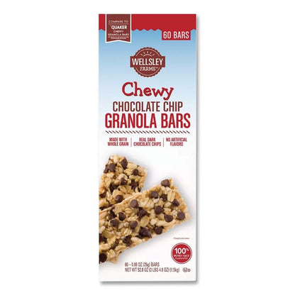 Chewy Chocolate Chip Granola Bars, 0.88 oz Bar, 60 Bars/Box