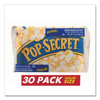Microwave Popcorn, Movie Theater Butter, 3 oz Bags, 30/Carton