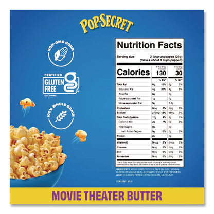 Microwave Popcorn, Movie Theater Butter, 3 oz Bags, 30/Carton