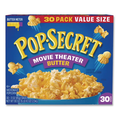 Microwave Popcorn, Movie Theater Butter, 3 oz Bags, 30/Carton