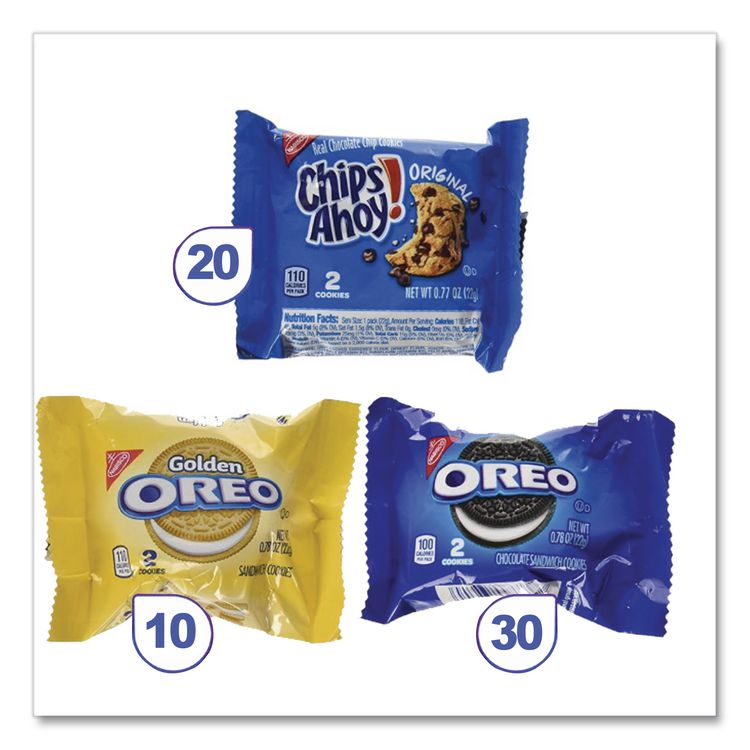 Cookie Variety Pack, Assorted Flavors, 0.77 oz Pack, 60 Packs/Carton