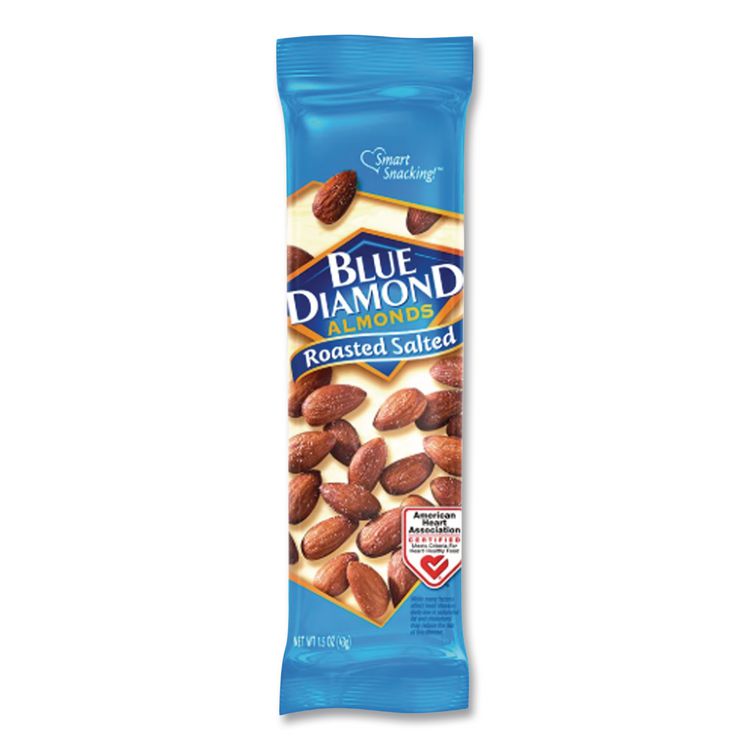 Roasted Salted Almonds, 1.5 oz Tube, 12 Tubes/Carton
