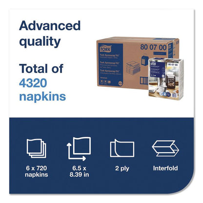 Xpressnap Fit Interfold Dispenser Napkins, 2-Ply, 6.5 x 8.4, White, 720/Pack, 6 Packs/Carton