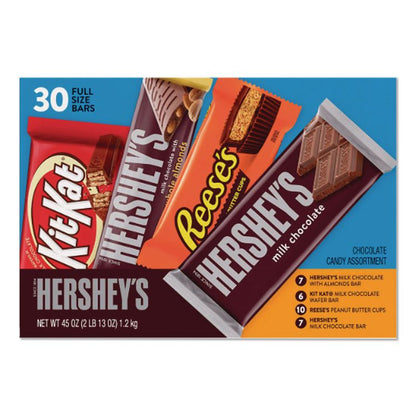 Full Size Chocolate Candy Bar Variety Pack, Assorted 1.5 oz Bar, 30 Bars/Box