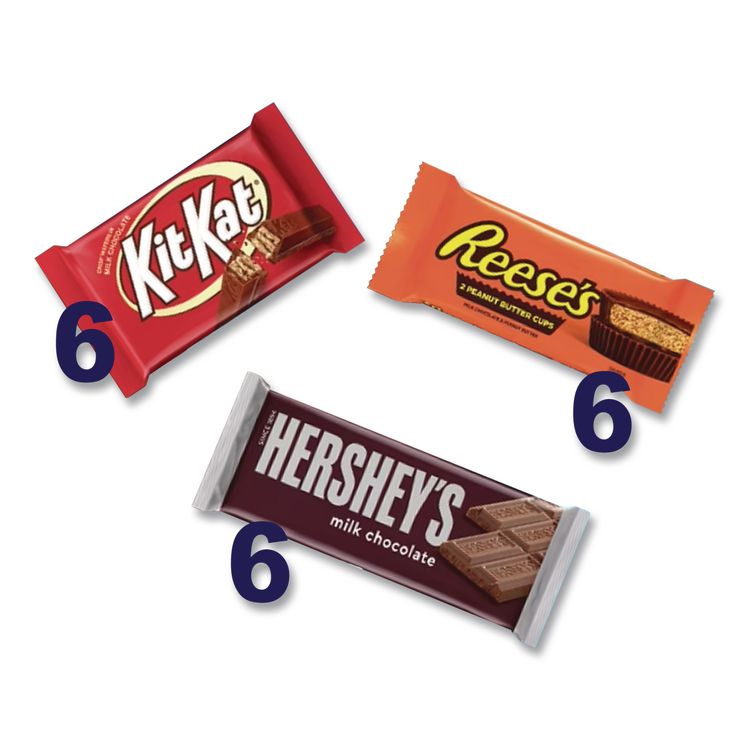 Full Size Chocolate Candy Bar Variety Pack, Assorted 1.5 oz Bar, 18 Bars/Carton