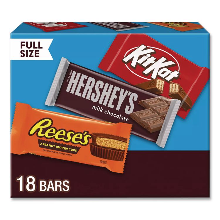 Full Size Chocolate Candy Bar Variety Pack, Assorted 1.5 oz Bar, 18 Bars/Carton