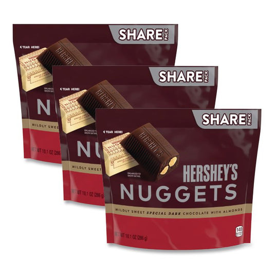 Nuggets Share Pack, Special Dark with Almonds, 10.1 oz Bag, 3/Pack