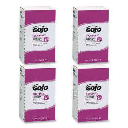 RICH PINK Antibacterial Lotion Soap Refill, Floral Scent, 2,000 mL, 4/Carton