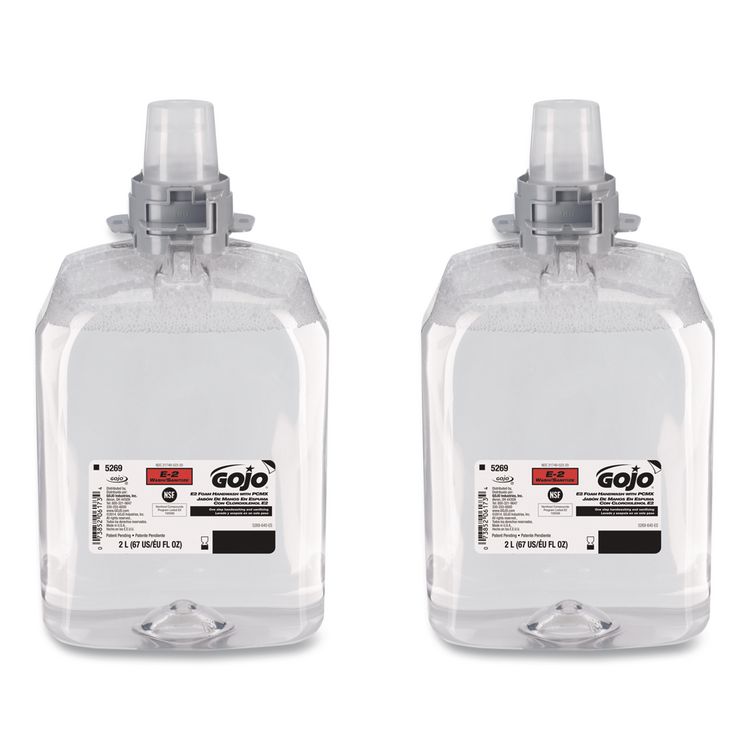 E2 Foam Handwash Refill with PCMX for FMX-20 Dispensers, Fragrance-Free, 2,000 mL, 2/Carton