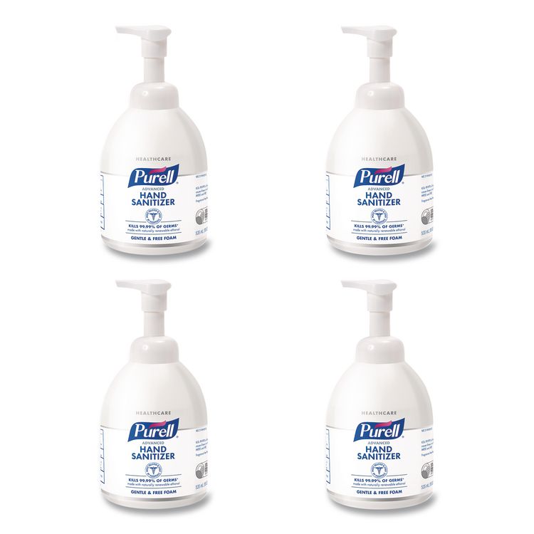Advanced Green Certified Instant Hand Sanitizer Foam, 535 mL Bottle, Unscented, 4/Carton