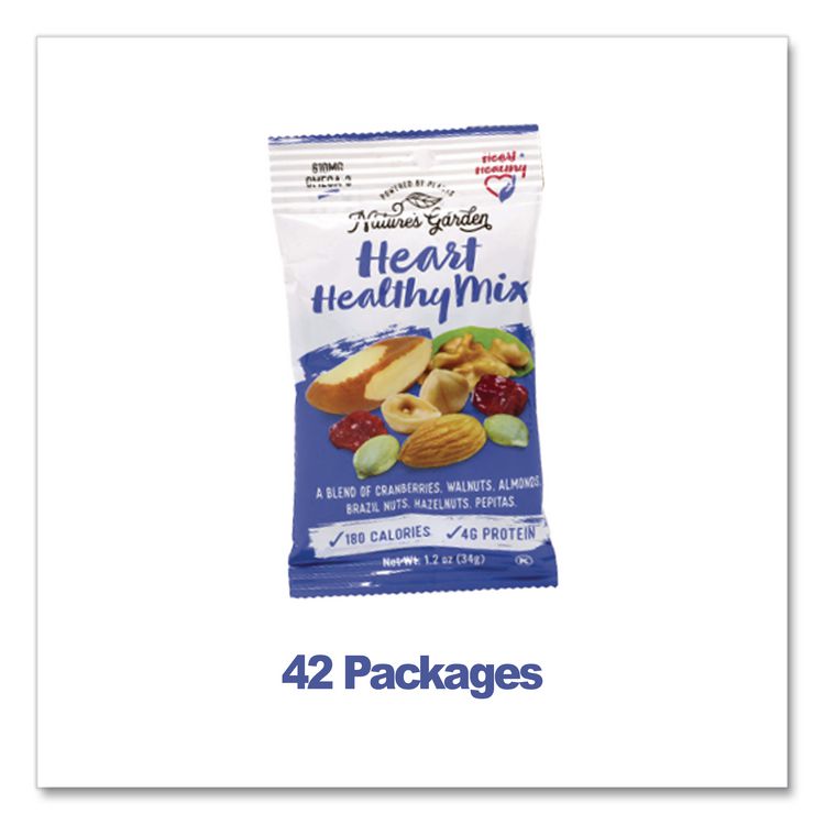 Healthy Heart Mix, 1.2 oz Pouch, 7 Pouches/Pack, 6 Packs/Carton