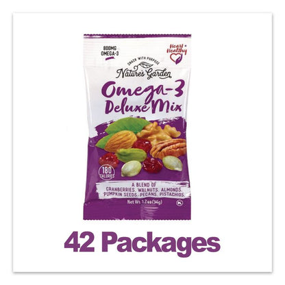 Omega-3 Nut Mix, 1 oz Pouch, 7 Pouches/Pack, 6 Packs/Carton