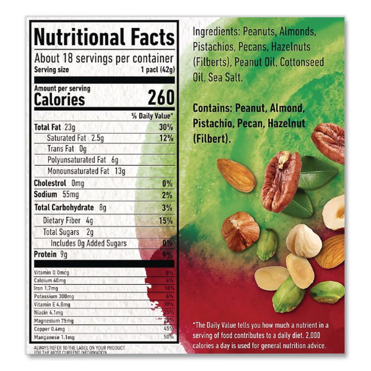 NUT-rition Heart Healthy Mix, 1.5 oz Tube, 18 Tubes/Carton