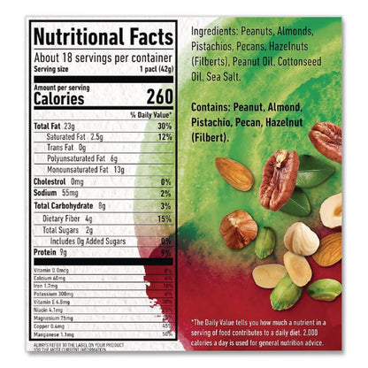 NUT-rition Heart Healthy Mix, 1.5 oz Tube, 18 Tubes/Carton