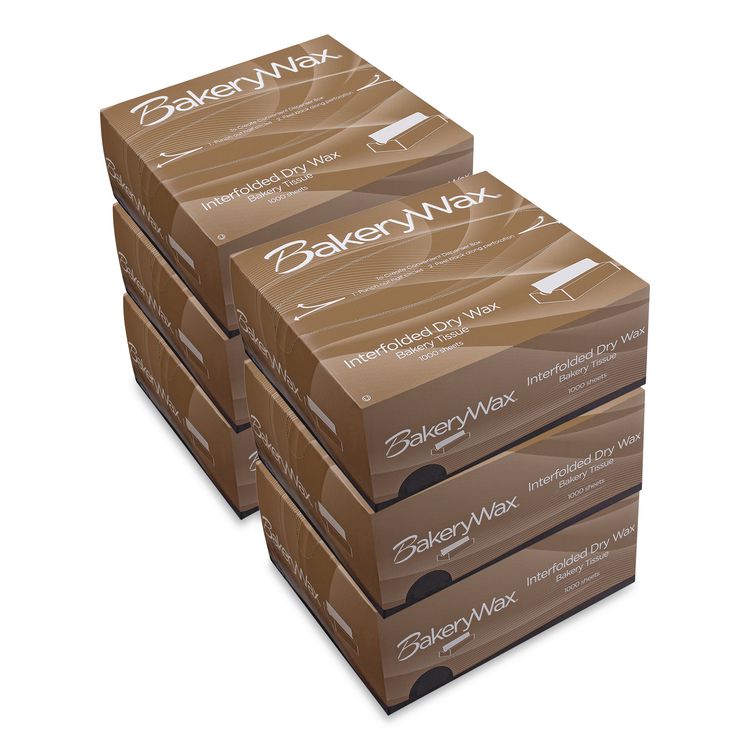 BakeryWax Interfolded Dry Wax Tissue, 12 x 10.75, 1,000 Sheets/Box, 6 Boxes/Carton